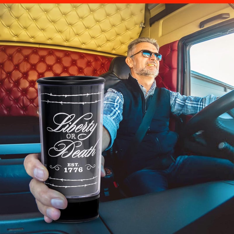 Spit Bud Liberty or Death #1 The Ultimate Spittoon for Chew - Portable Dip & Snuff Cup with Lid, Pop Tab, Spill-Proof Funnel, Can Cutter & Holder - Fit in Cup Holders - Holds 8oz - Made in USA - Image 2